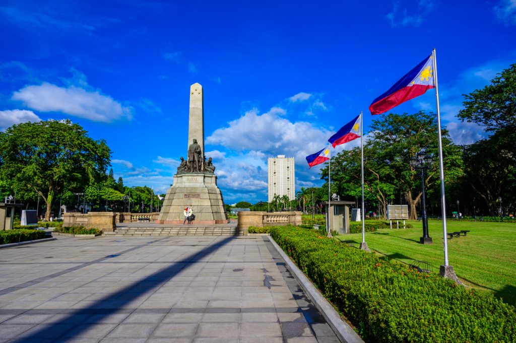 Monument in memory of Jose Rizal in Rizal Park in Metro Manila, Philippines.